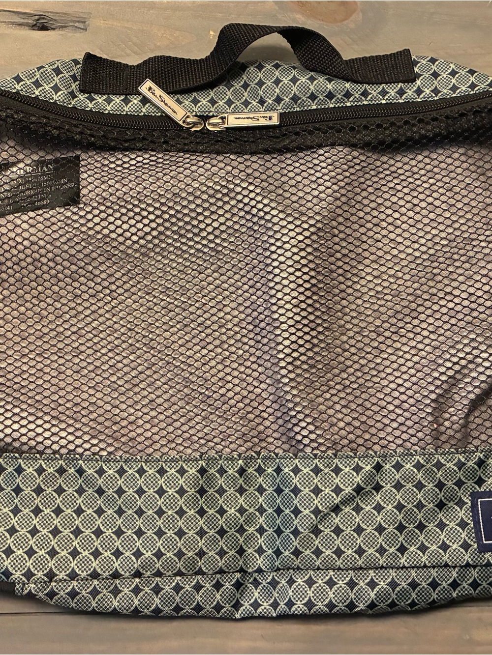 Ben Sherman Navy and Light Green Geometric Travel Pouch